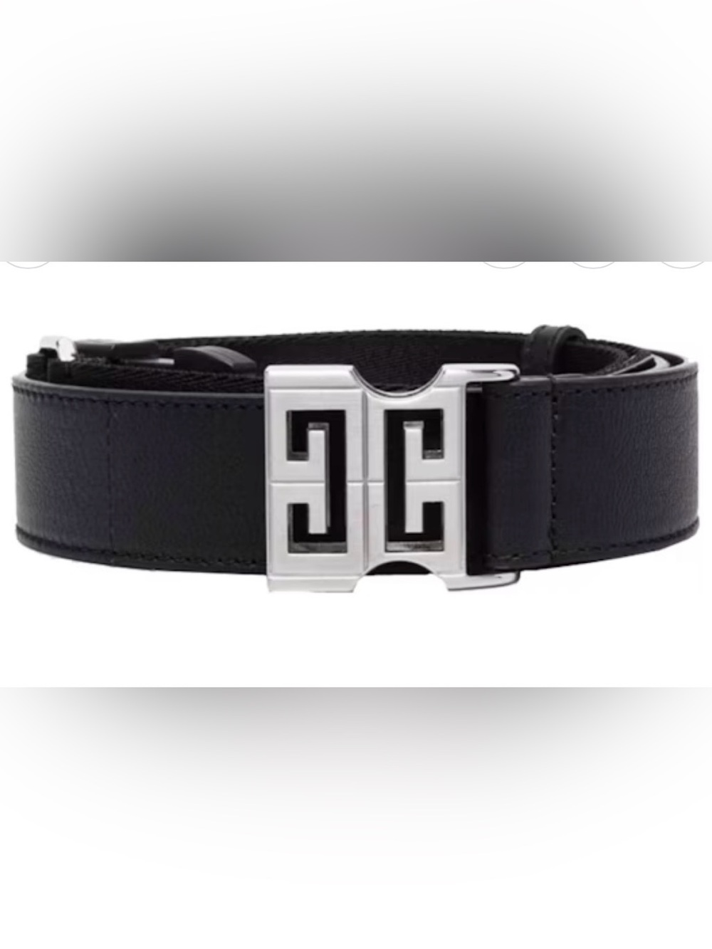 NEW Givenchy Black Leather Belt with Silver Logo Buckle L/XL